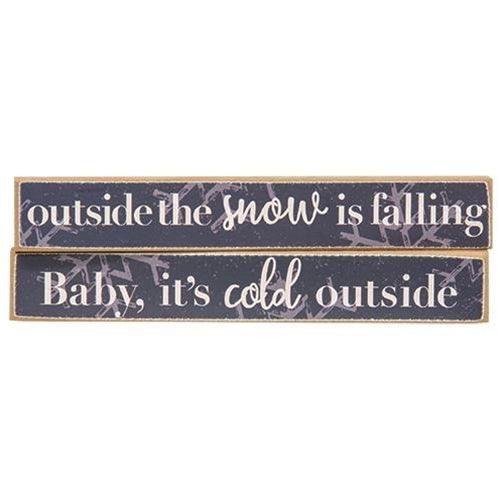 Snow Is Falling Navy Snowflake Mini Stick 2 Asstd - The Fox Decor