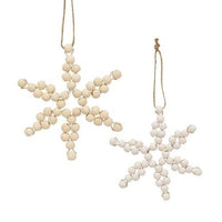 Wood Bead Snowflake Ornament 2 Asstd - The Fox Decor