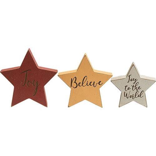 3 Set Reversible Christmas Words Chunky Star Sitters - The Fox Decor