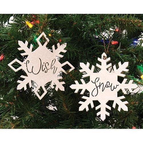 2 Set Snow & Wish Snowflake Ornaments - The Fox Decor