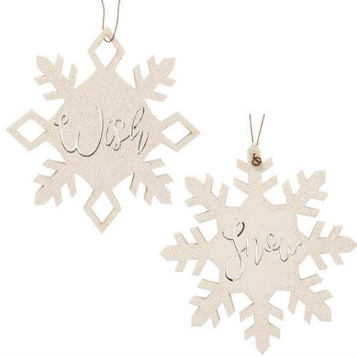 2 Set Snow & Wish Snowflake Ornaments - The Fox Decor