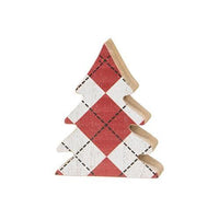 Thumbnail for 2 Set Distressed Wooden Plaid Christmas Trees