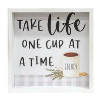 Take Life One Cup At A Time Framed Box Sign - The Fox Decor