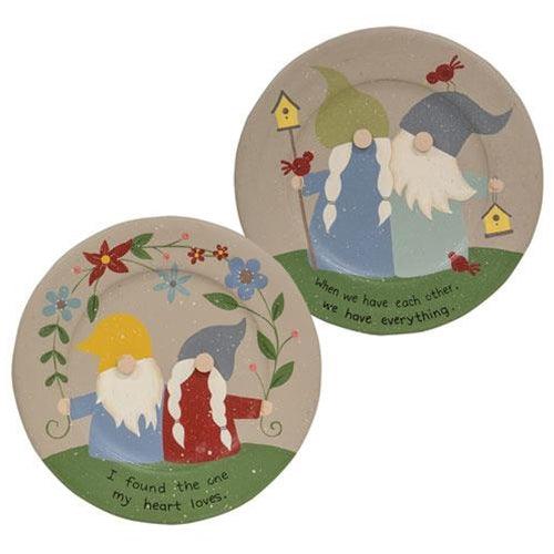 When We Have Each Other Gnome Plate 2 Asstd - The Fox Decor
