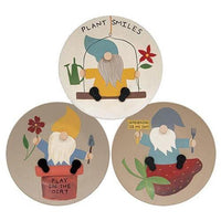 Gardening Gnome Plate 3 Asstd - The Fox Decor