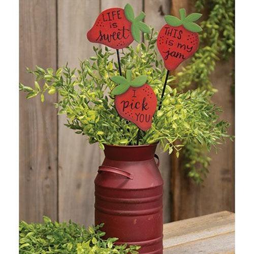 Strawberry Plant Poke 3 Asstd - The Fox Decor