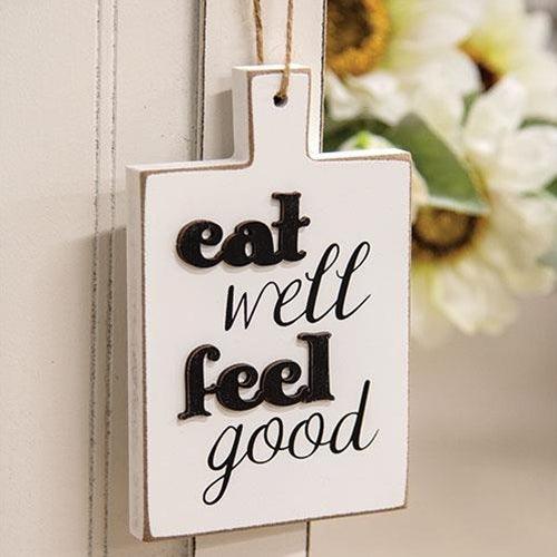 Distressed Eat Well Feel Good Cutting Board Ornament - The Fox Decor