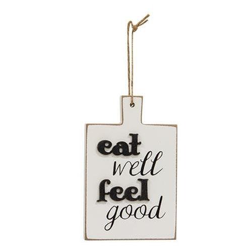 Distressed Eat Well Feel Good Cutting Board Ornament - The Fox Decor