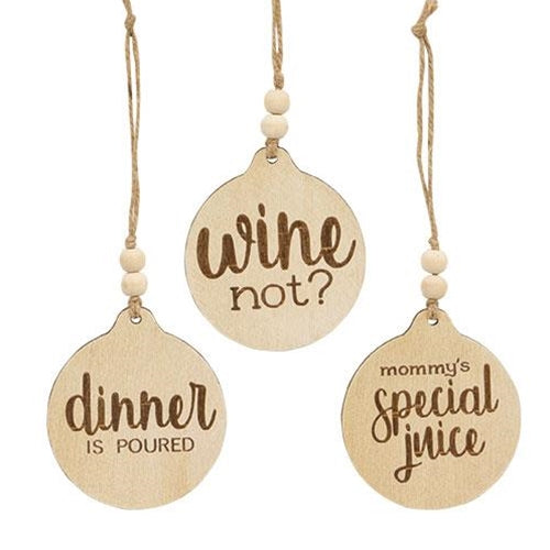 Dinner Is Poured Beaded Wine Tag 3 Asstd
