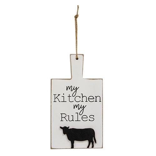 Distressed My Kitchen My Rules Cutting Board Ornament - The Fox Decor