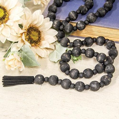 Distressed Black Bead Garland with Tassels - The Fox Decor