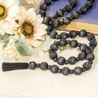 Distressed Black Bead Garland with Tassels - The Fox Decor