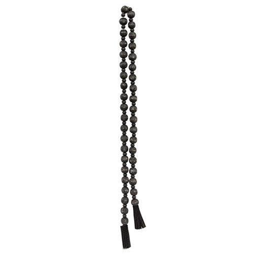 Distressed Black Bead Garland with Tassels - The Fox Decor