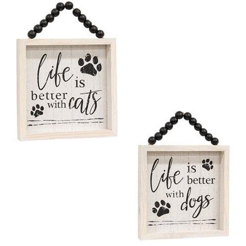 Life Is Better With Pets Beaded Sign 2 Asstd - The Fox Decor
