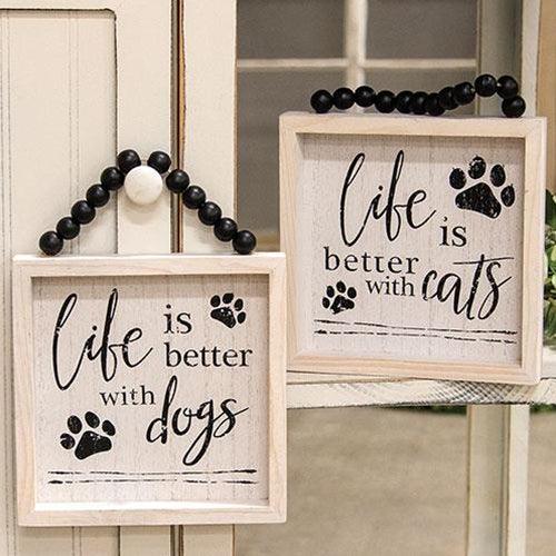 Life Is Better With Pets Beaded Sign 2 Asstd - The Fox Decor