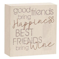 Best Friends Bring Wine Block 2 Asstd - The Fox Decor