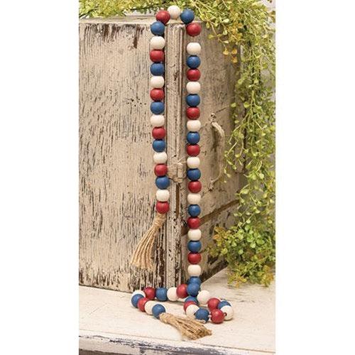 Red White and Blue Bead Garland with Tassels - The Fox Decor