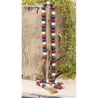 Red White and Blue Bead Garland with Tassels - The Fox Decor