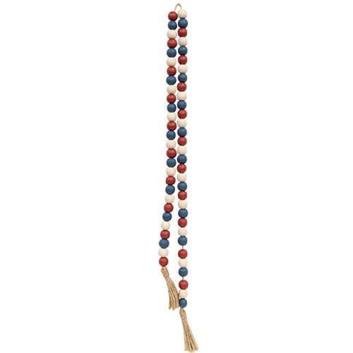 Red White and Blue Bead Garland with Tassels - The Fox Decor