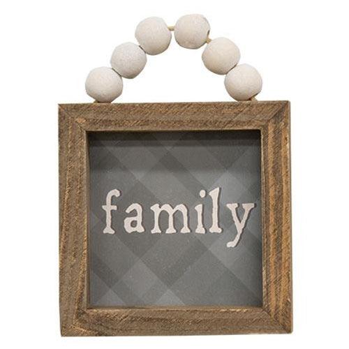 Love or Family Beaded Plaid Mini Frame 2 Asstd - The Fox Decor