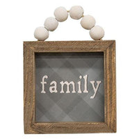 Love or Family Beaded Plaid Mini Frame 2 Asstd - The Fox Decor