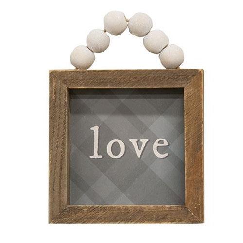 Love or Family Beaded Plaid Mini Frame 2 Asstd - The Fox Decor