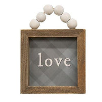 Love or Family Beaded Plaid Mini Frame 2 Asstd - The Fox Decor