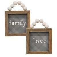 Love or Family Beaded Plaid Mini Frame 2 Asstd - The Fox Decor