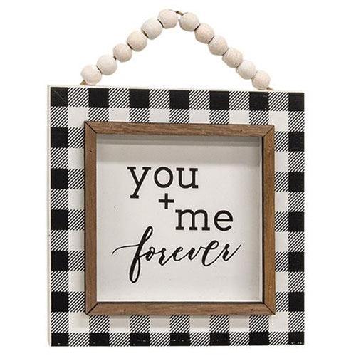 You + Me Beaded Buffalo Check Beaded Sign 2 Asstd - The Fox Decor