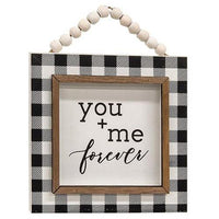 You + Me Beaded Buffalo Check Beaded Sign 2 Asstd - The Fox Decor