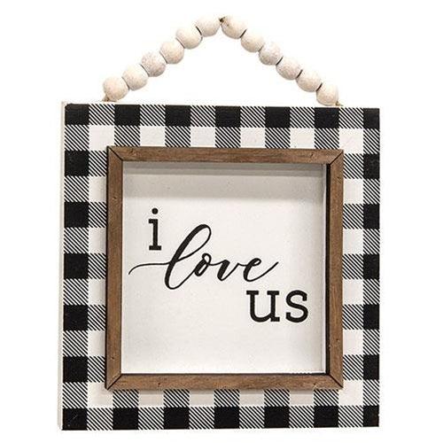 You + Me Beaded Buffalo Check Beaded Sign 2 Asstd - The Fox Decor