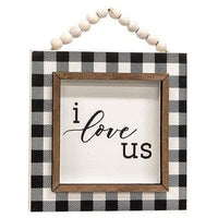 You + Me Beaded Buffalo Check Beaded Sign 2 Asstd - The Fox Decor