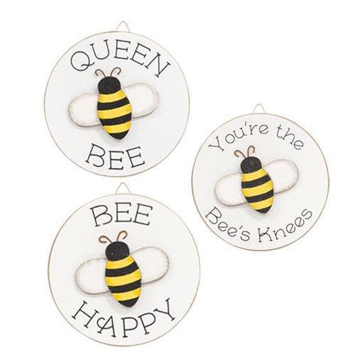 Queen Bee Mini Round Easel Sign 3 Asstd - The Fox Decor