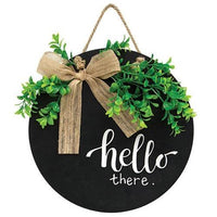 Hello There Round Sign w Greenery - The Fox Decor