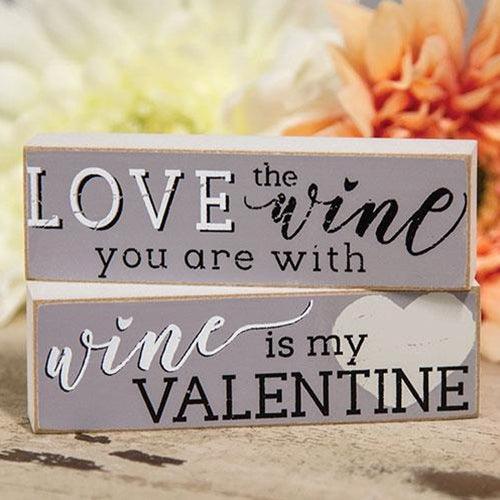 Wine is My Valentine Mini Block 2 Asstd - The Fox Decor