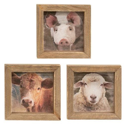 Farm Animal Mini Portrait Frame 3 Asstd - The Fox Decor