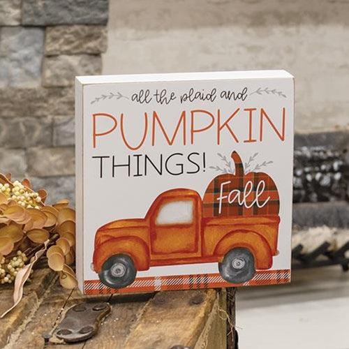 All The Plaid and Pumpkin Things Box Sign - The Fox Decor