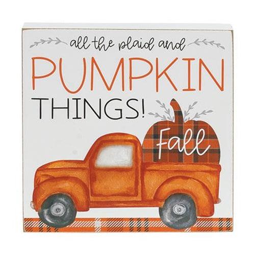 All The Plaid and Pumpkin Things Box Sign - The Fox Decor