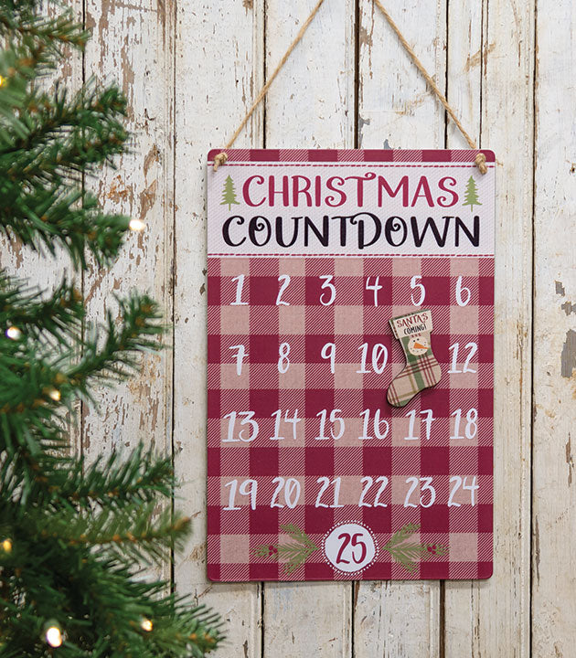 Buffalo Check Metal Christmas Countdown Calendar
