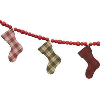 Thumbnail for Wooden Plaid Stockings & Beads Garland - The Fox Decor