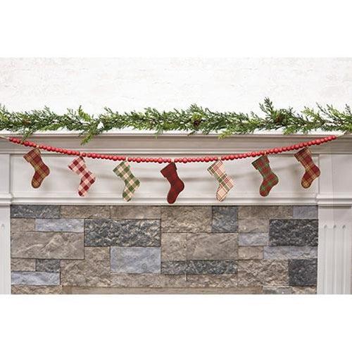 Wooden Plaid Stockings & Beads Garland - The Fox Decor