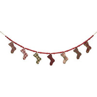 Thumbnail for Wooden Plaid Stockings & Beads Garland