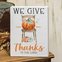 We Give Thanks Pumpkins & Chair Box Sign - The Fox Decor