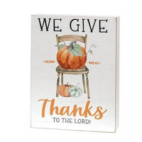 We Give Thanks Pumpkins & Chair Box Sign - The Fox Decor