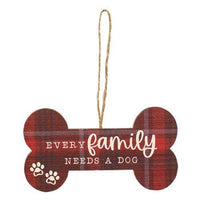 We Woof You A Merry Christmas Plaid Dog Bone Ornament 4 Asstd - The Fox Decor
