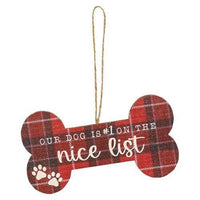 We Woof You A Merry Christmas Plaid Dog Bone Ornament 4 Asstd - The Fox Decor