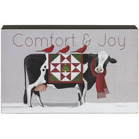 Thumbnail for Comfort & Joy Patchwork Cow & Cardinals Box Sign