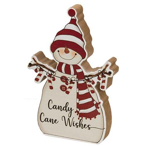Candy Cane Wishes Chunky Snowman 2 Asstd - The Fox Decor