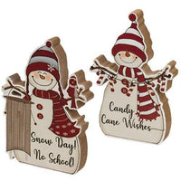 Candy Cane Wishes Chunky Snowman 2 Asstd - The Fox Decor