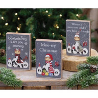 Thumbnail for Moo-rry Christmas Block 3 Asstd - The Fox Decor